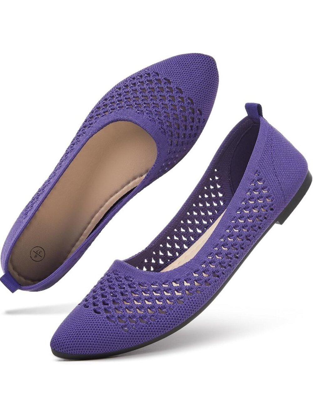 Women's Dark Purple Breathable Pointed Toe Slip on Loafer Ballet Flat Shoes
